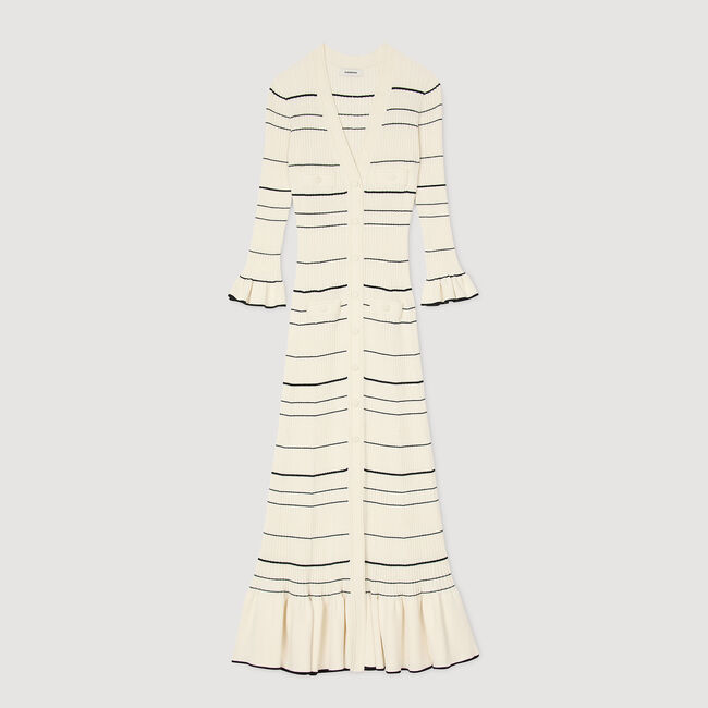 Langes Strickkleid mit Streifen