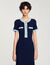 Midi-Kleid aus Strick und Denim