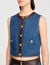 Top aus Denim und Leder