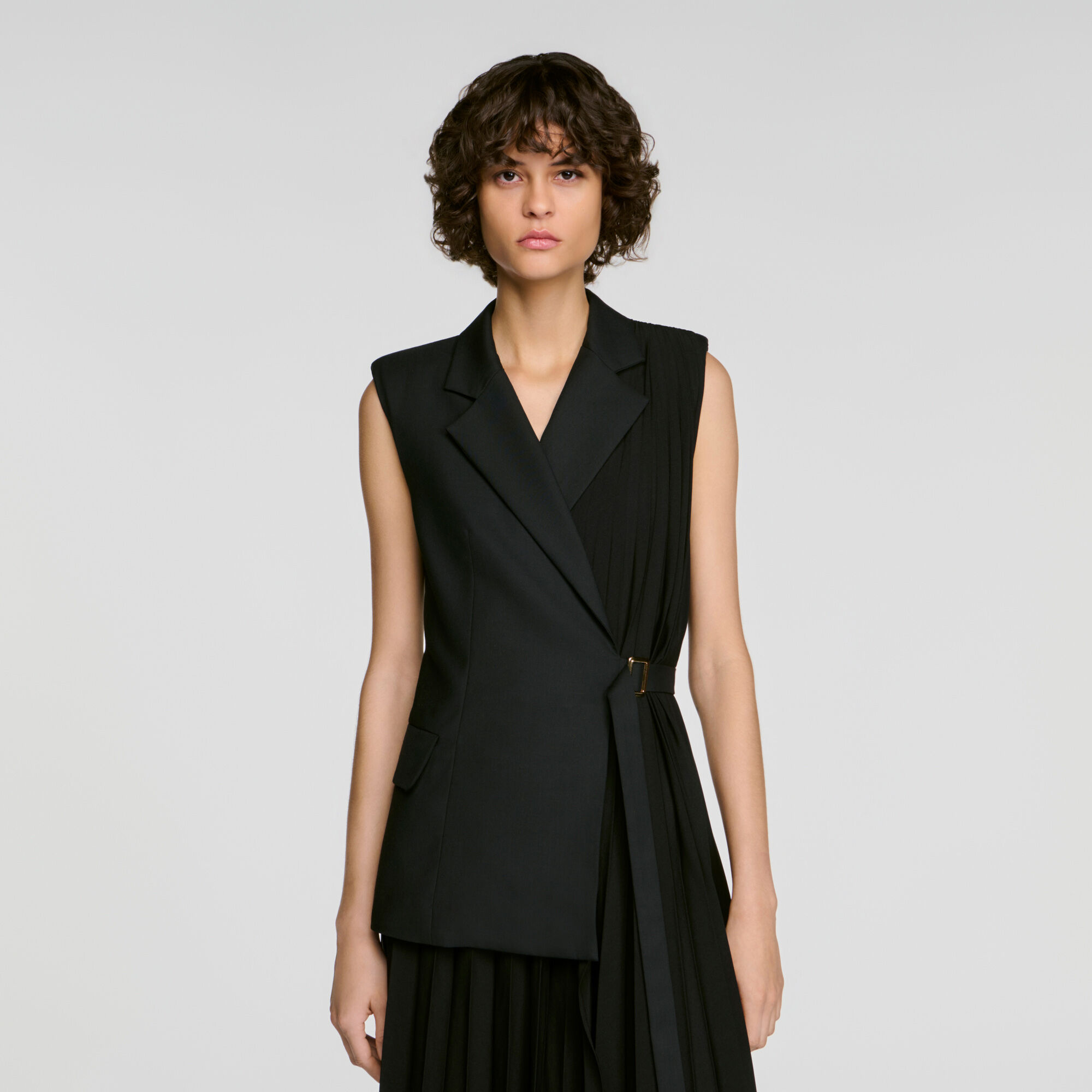 Langes Wickelkleid im 2-in-1-Look