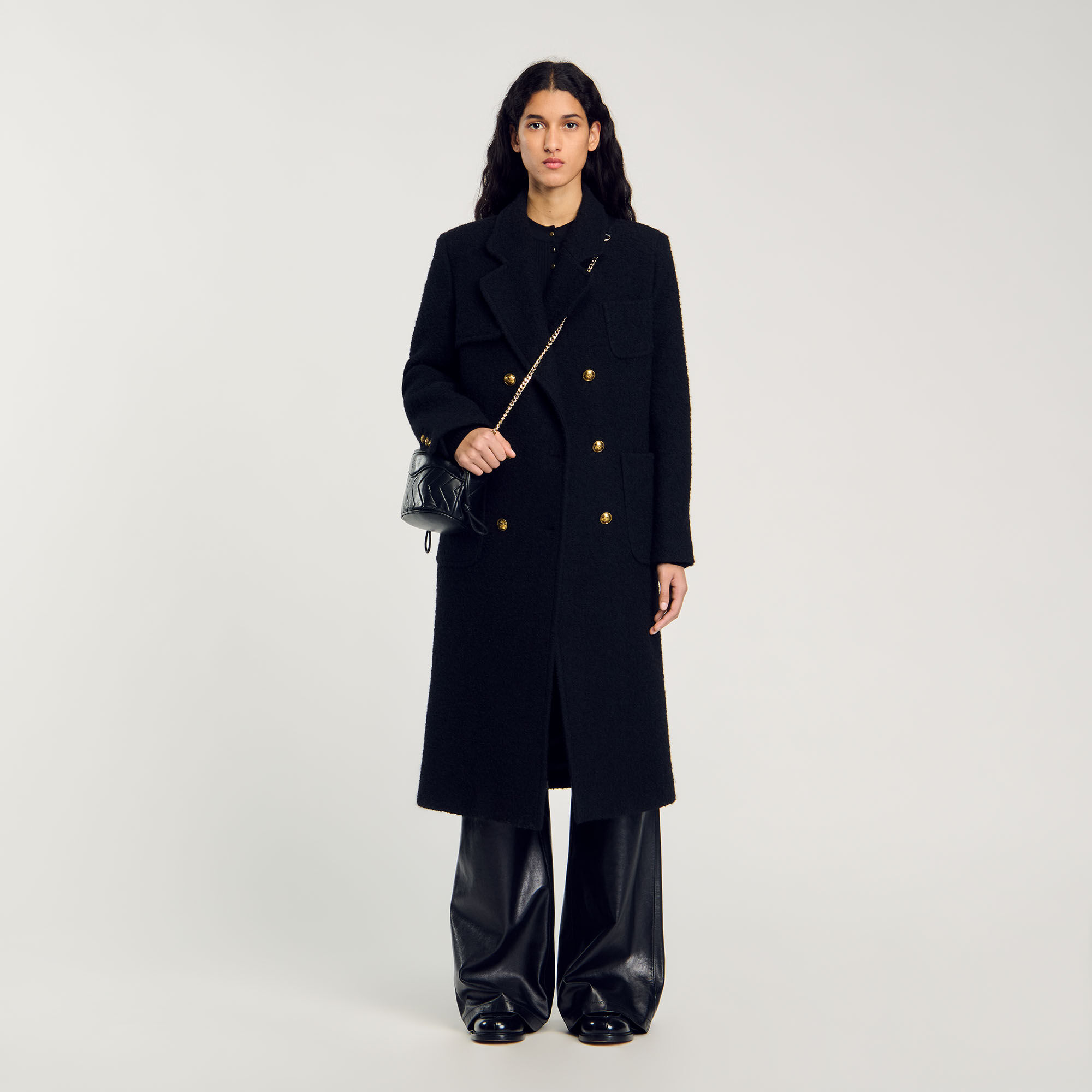 Schwarze Mantel fur Damen Sandro Paris