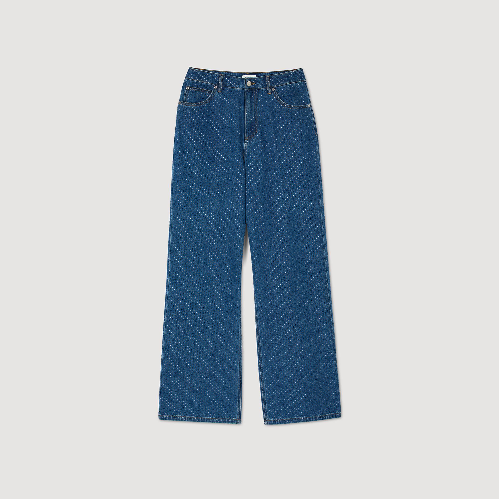 Weite Jeans mit Strassbesatz