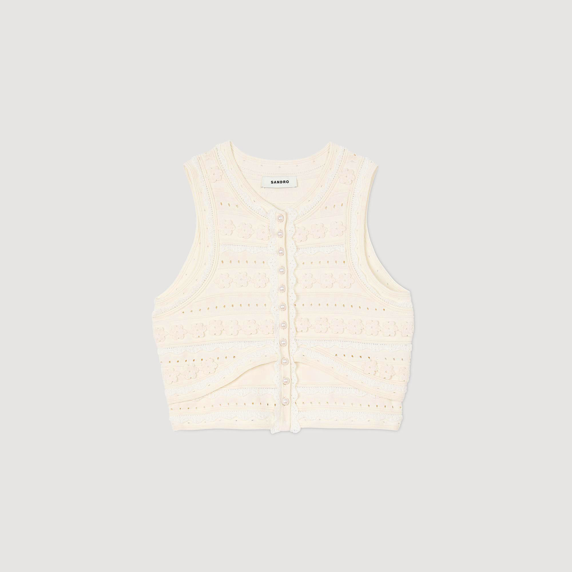 Kurzer Pullover mit Häkeldetails