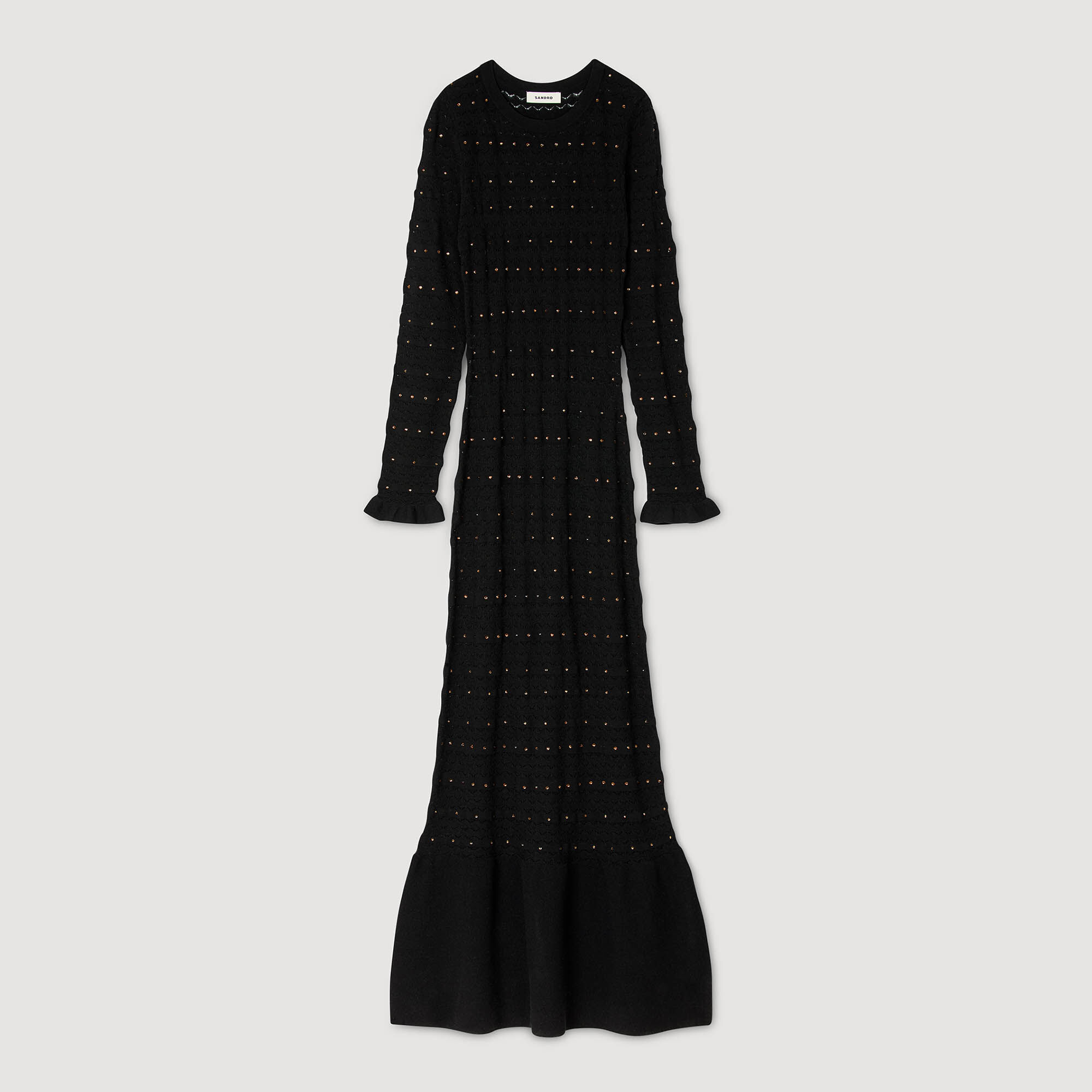 Langes Strickkleid mit Strassbesatz