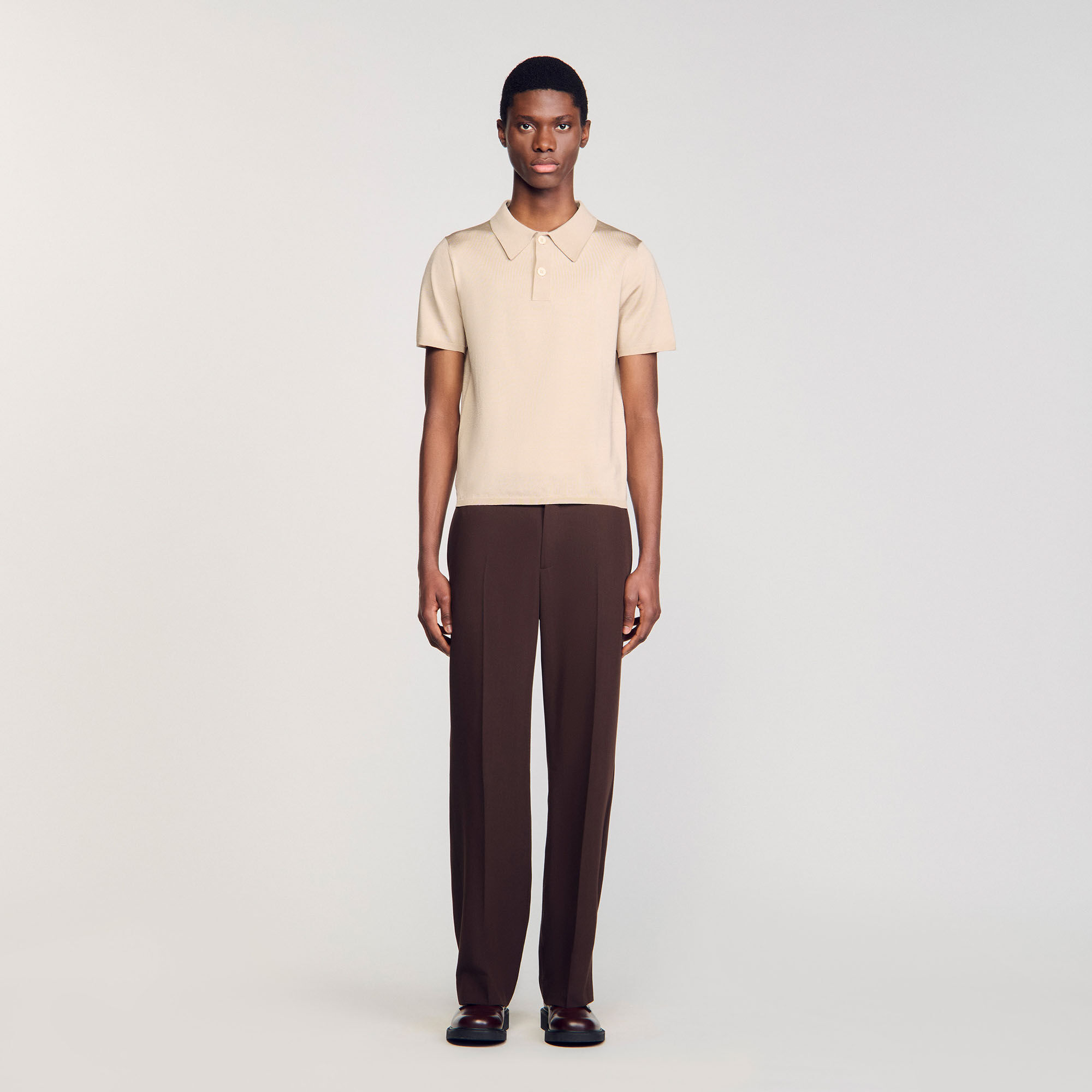 Strick-Poloshirt mit kurzen Ärmeln