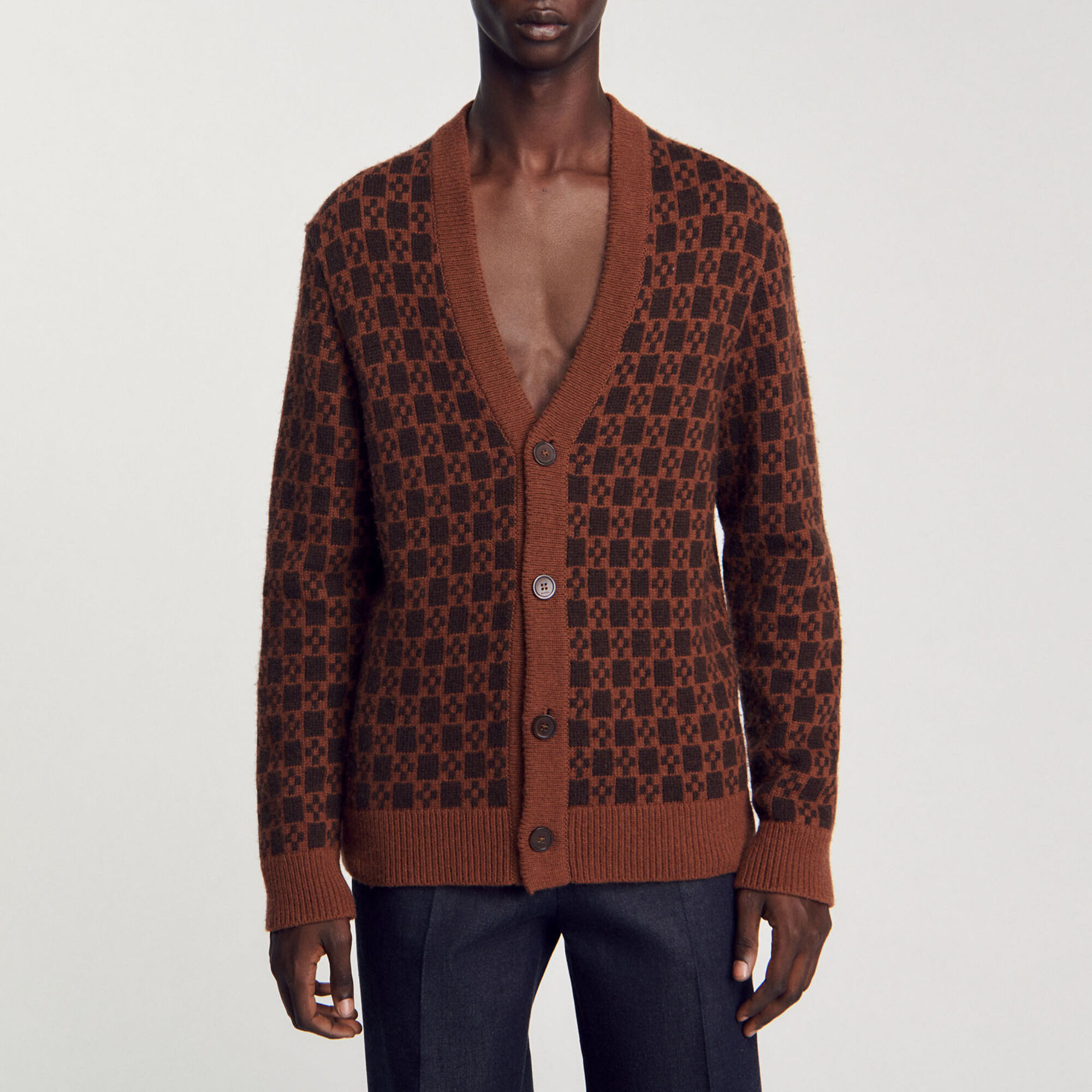 Cardigan mit Square-Cross-Jacquard