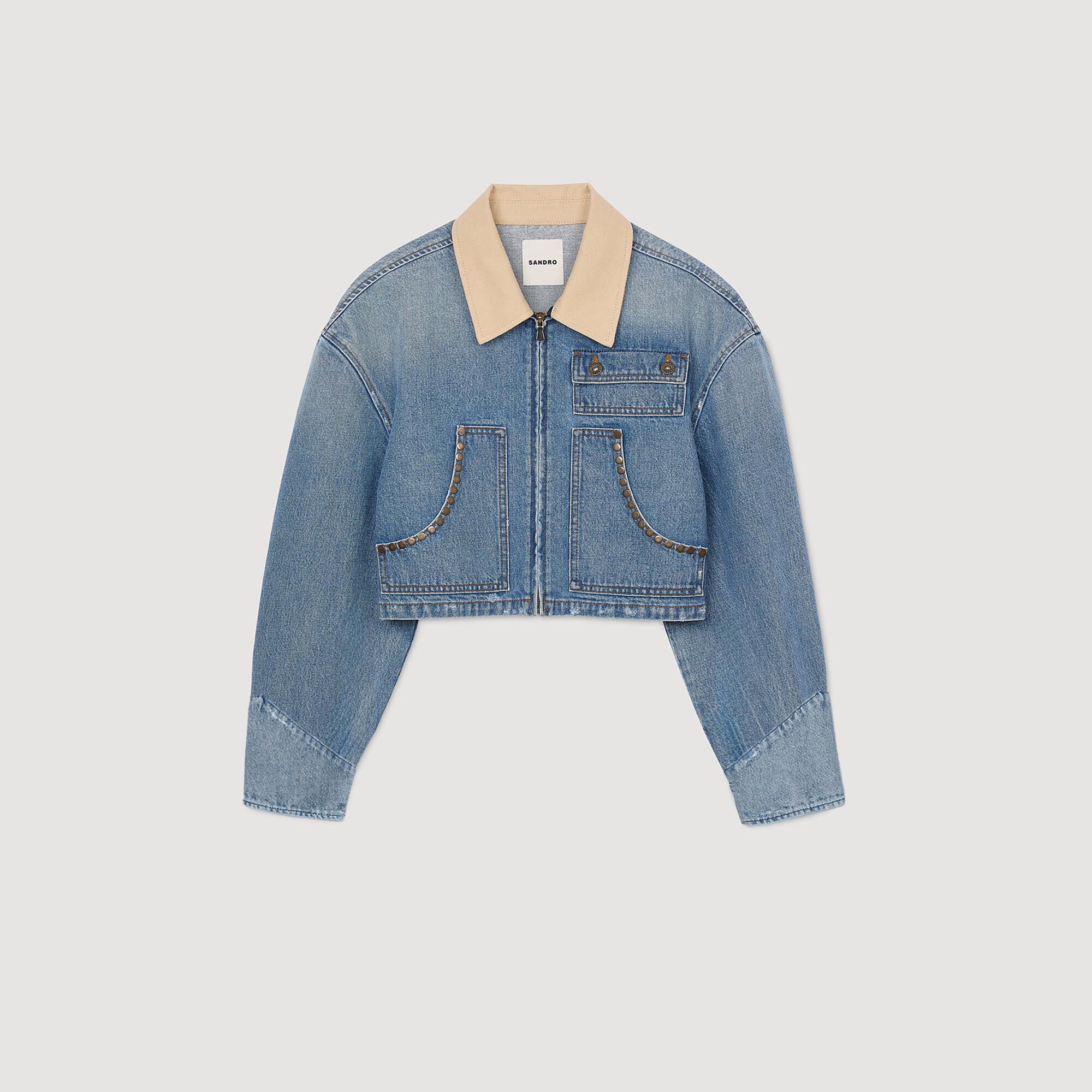 Jeansjacke mit Nieten