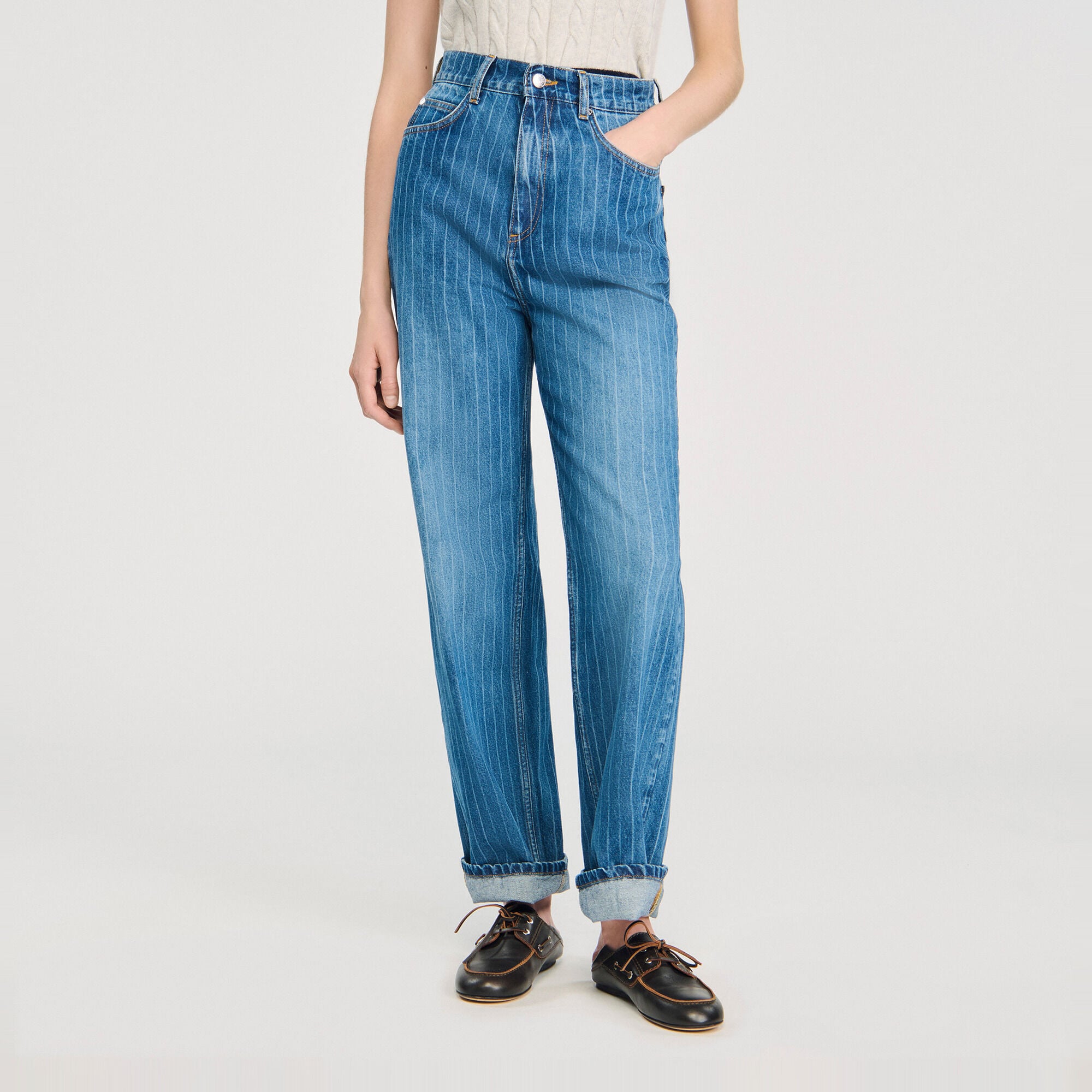 Gestreifte weite Jeans - Damen | Sandro