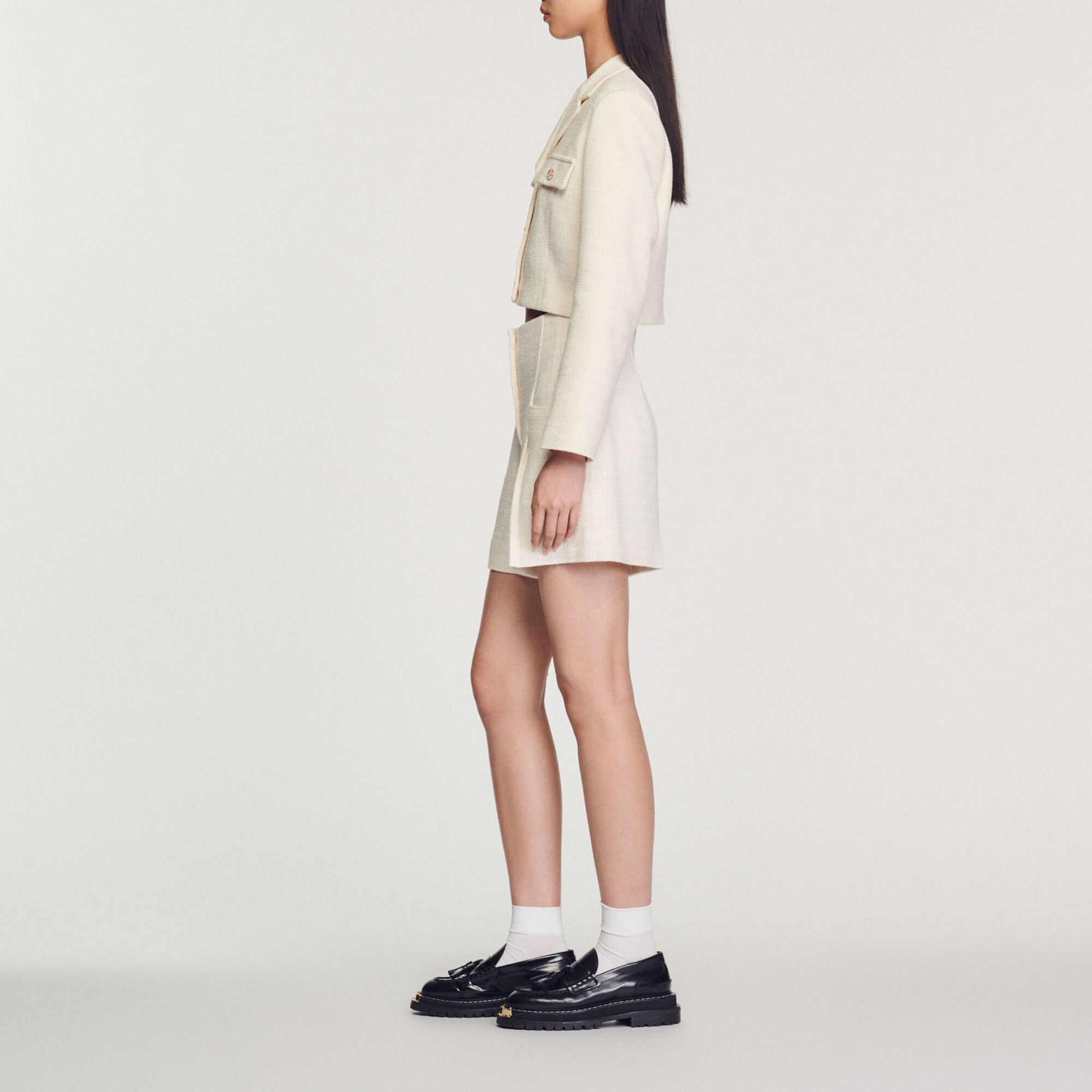 Shorts mit hohem Bund aus Tweed