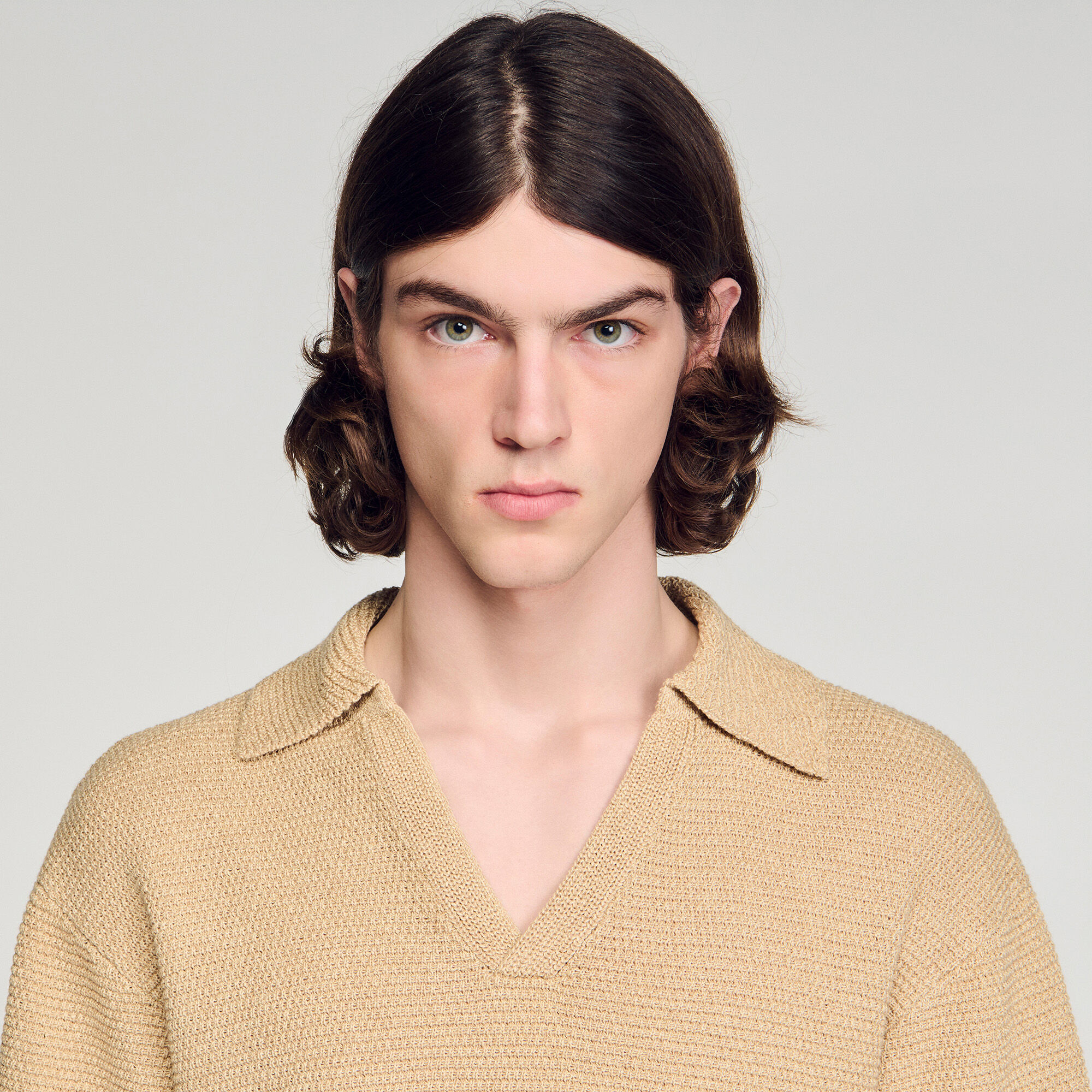 Poloshirt in Jute-Optik