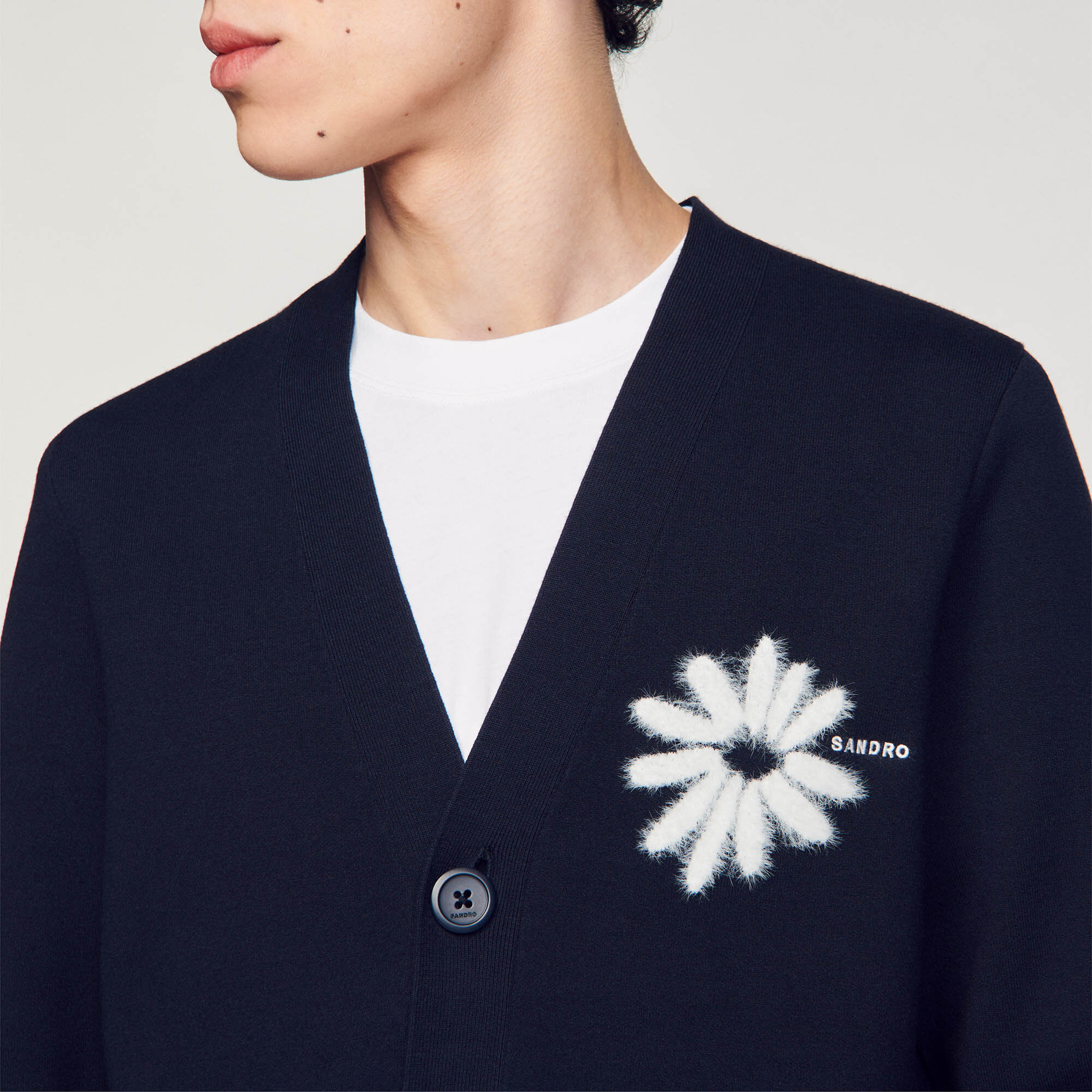 Strickcardigan mit Jacquard-Blumenmotiv