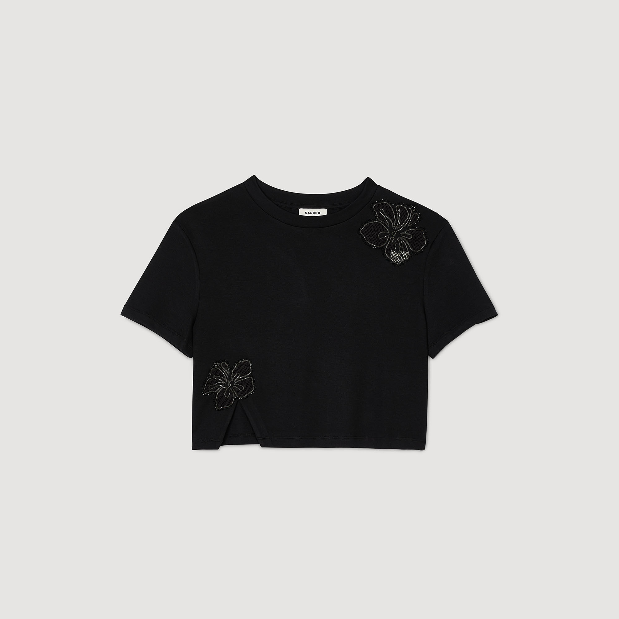 T-Shirt mit Blumenstickerei