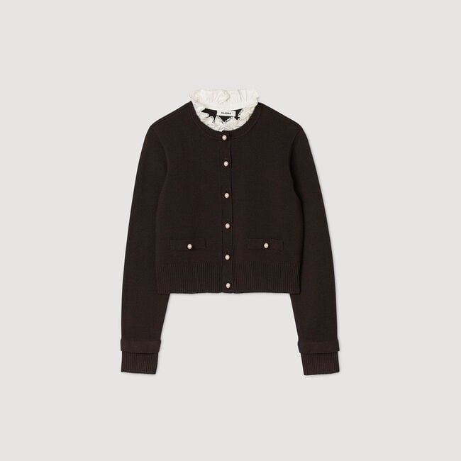 Cardigan mit abnehmbarem Volant