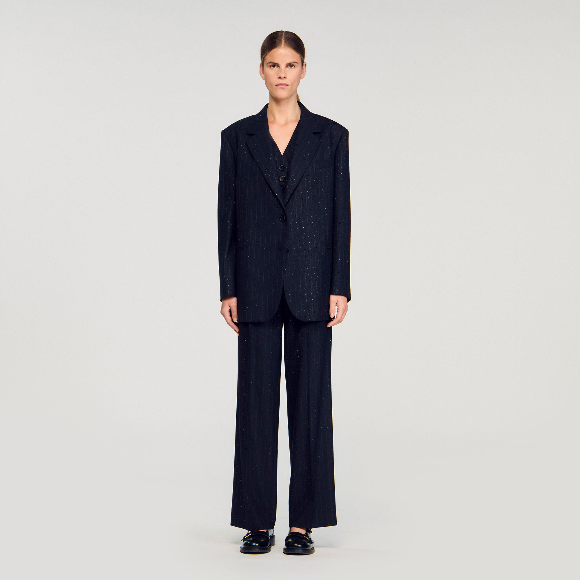 Gestreifter Blazer mit Strass