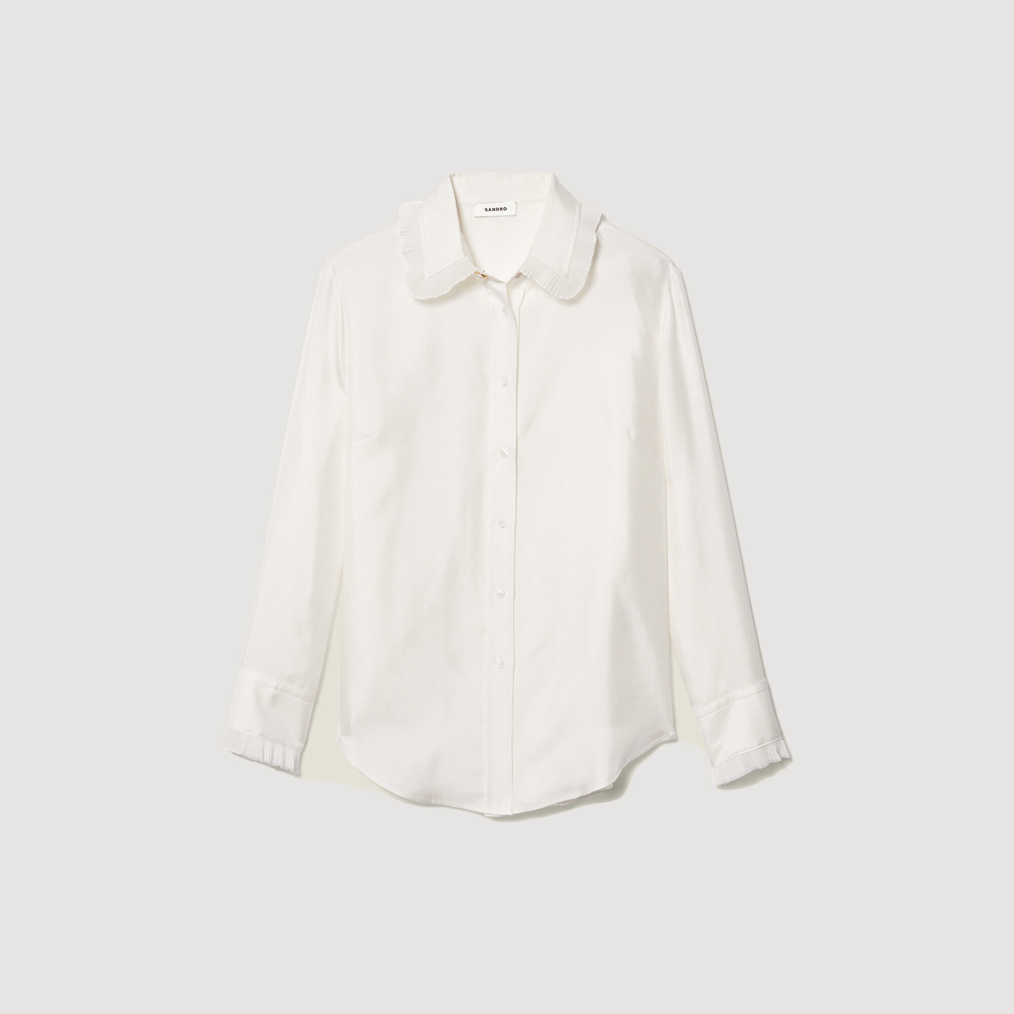 Seidenbluse mit plissiertem Kragen