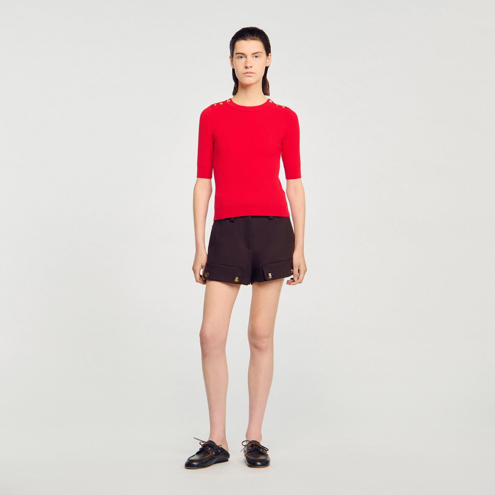 Kurzarmpullover aus Rippstrick