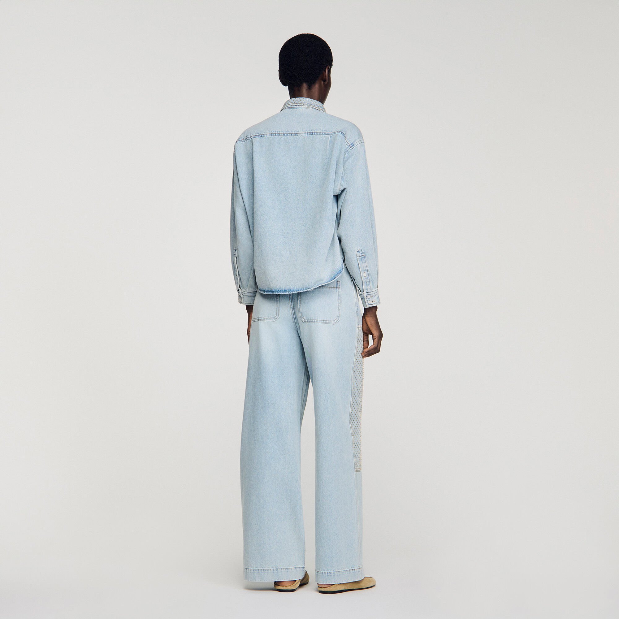 Kurzes Jeanshemd mit Strass