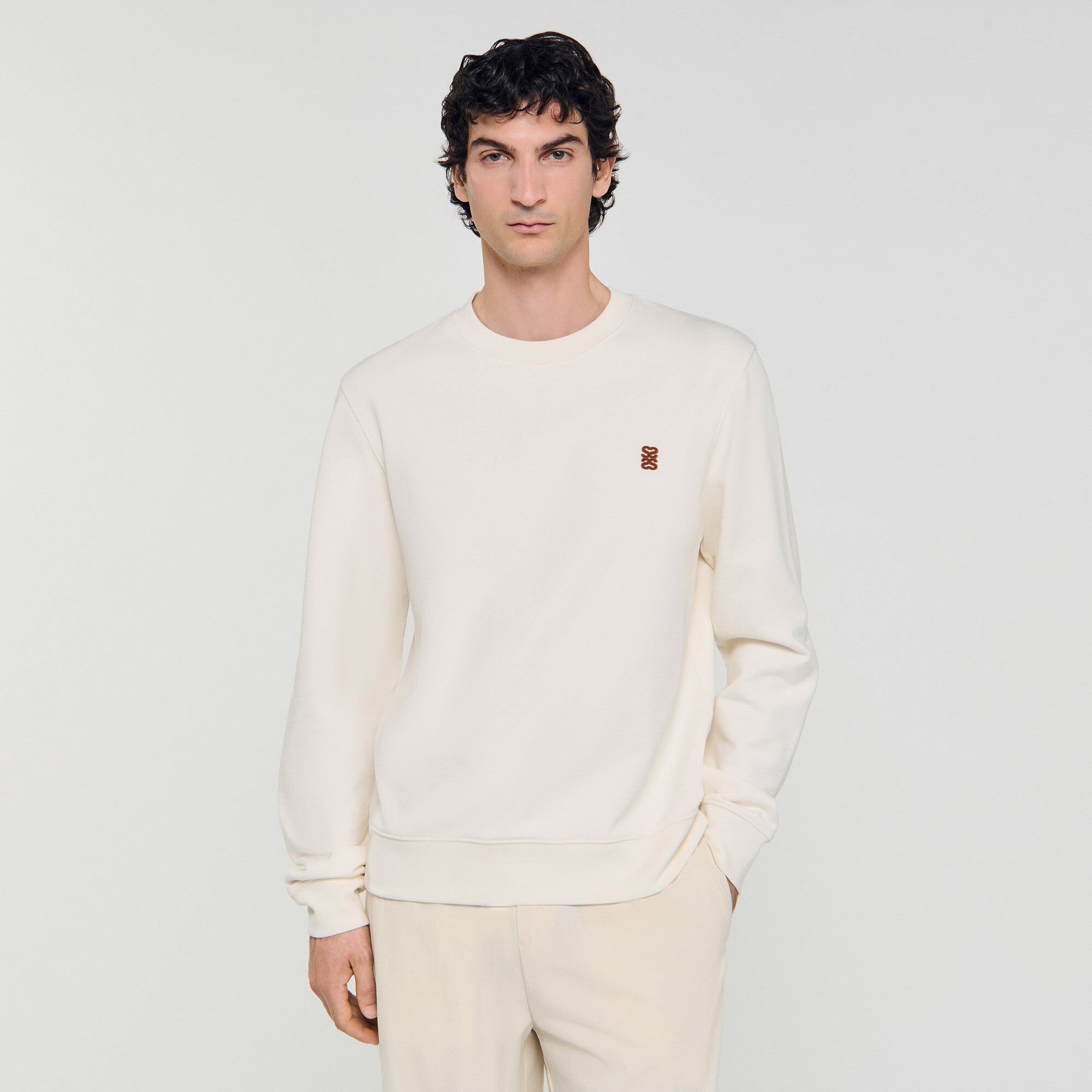 Oversize-Sweatshirt mit Leder-Patch
