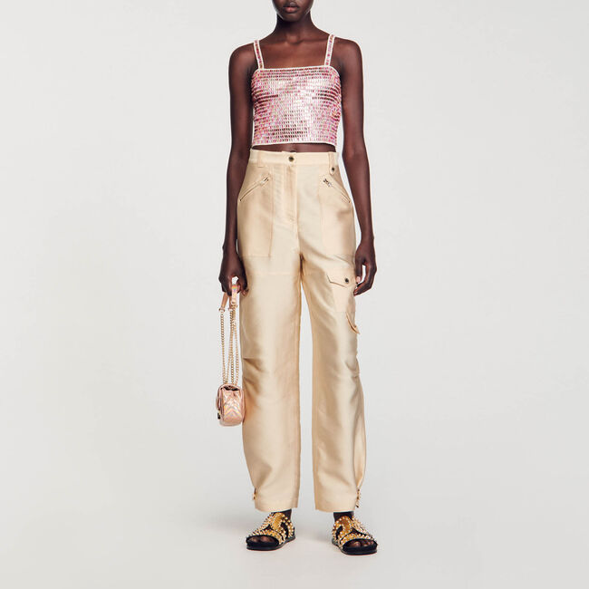 Brassière-Top mit Perlenverzierung