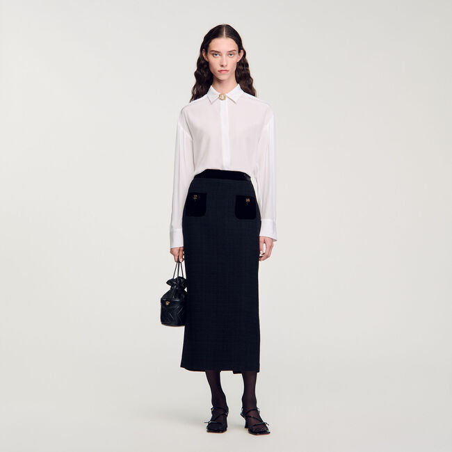 Langer Tweed- und Veloursrock
