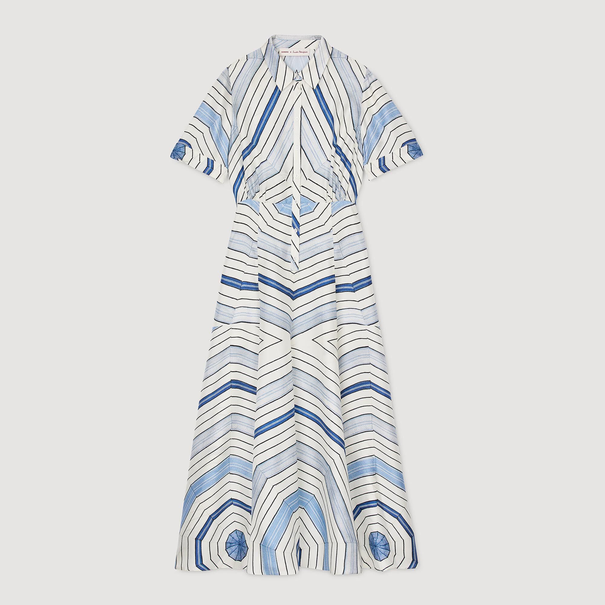 Midikleid aus Seide mit Spiralen
