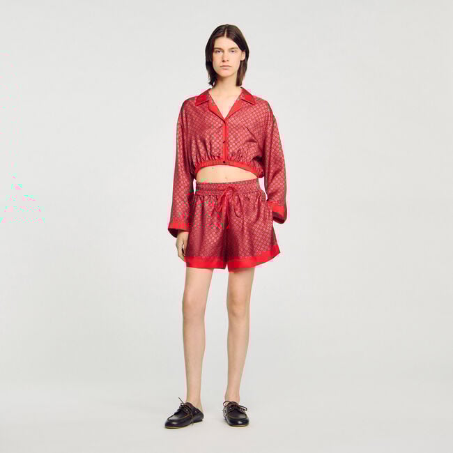 Shorts mit Tuch-Print