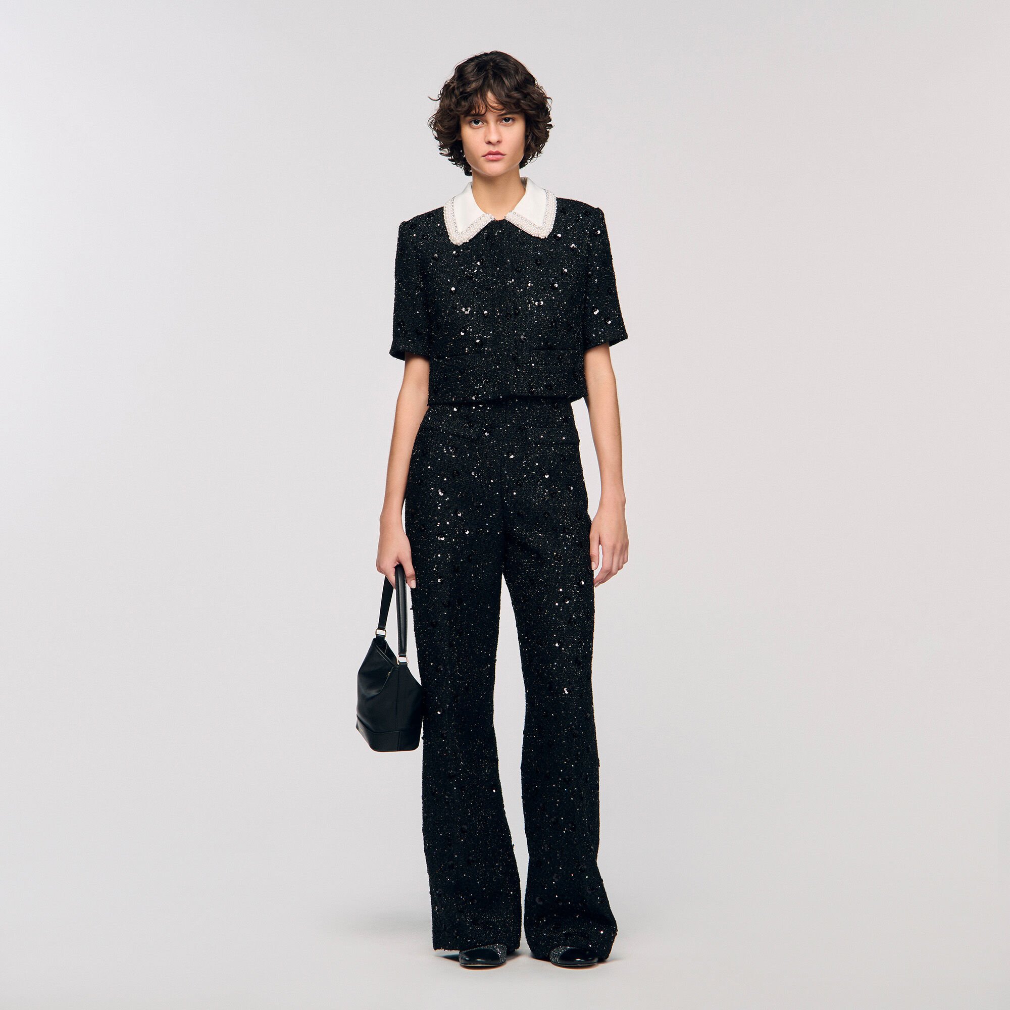 Kurze Tweedjacke mit Strass