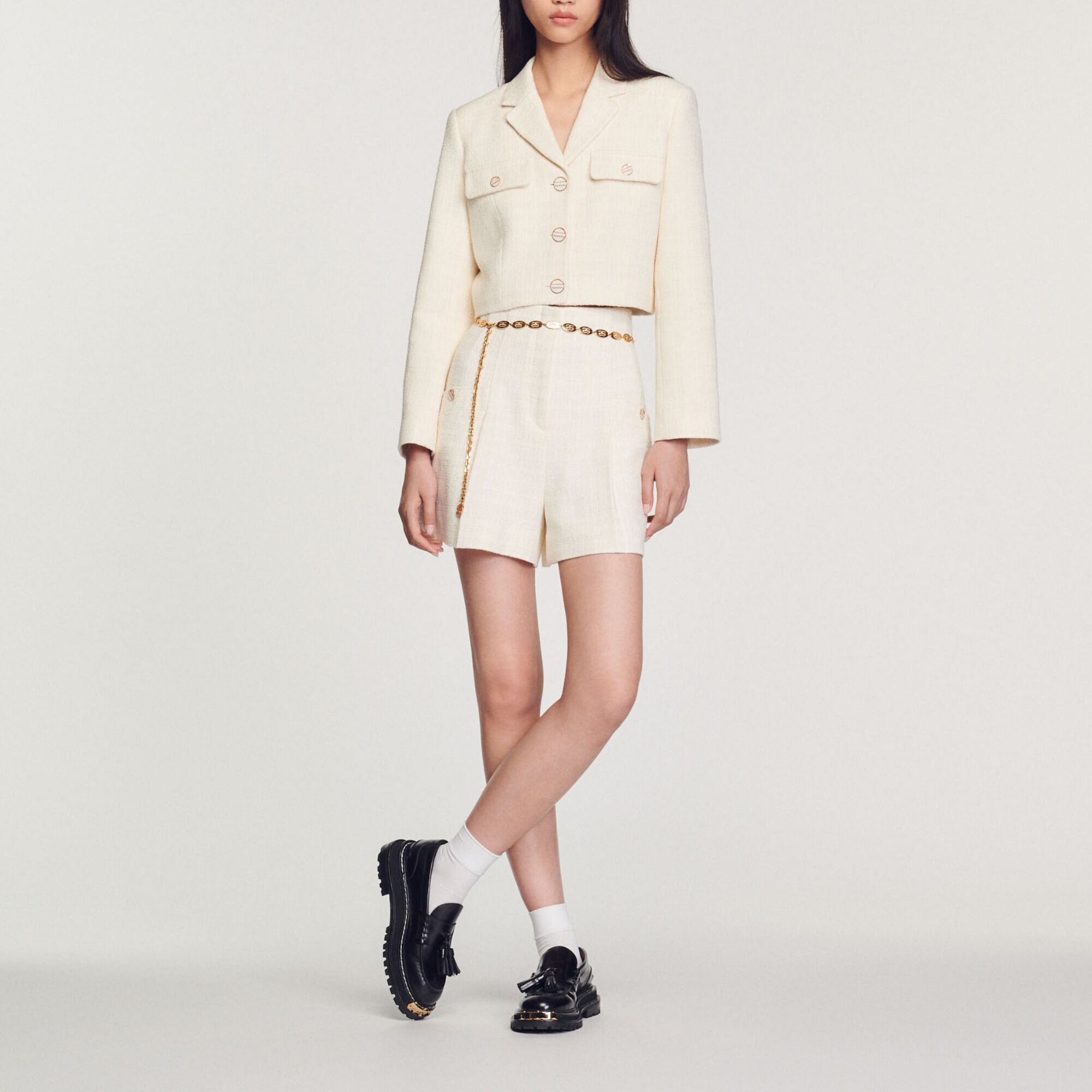 Shorts mit hohem Bund aus Tweed