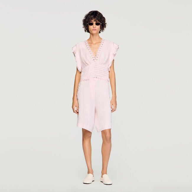 Kurzes Top mit Blumenjacquard