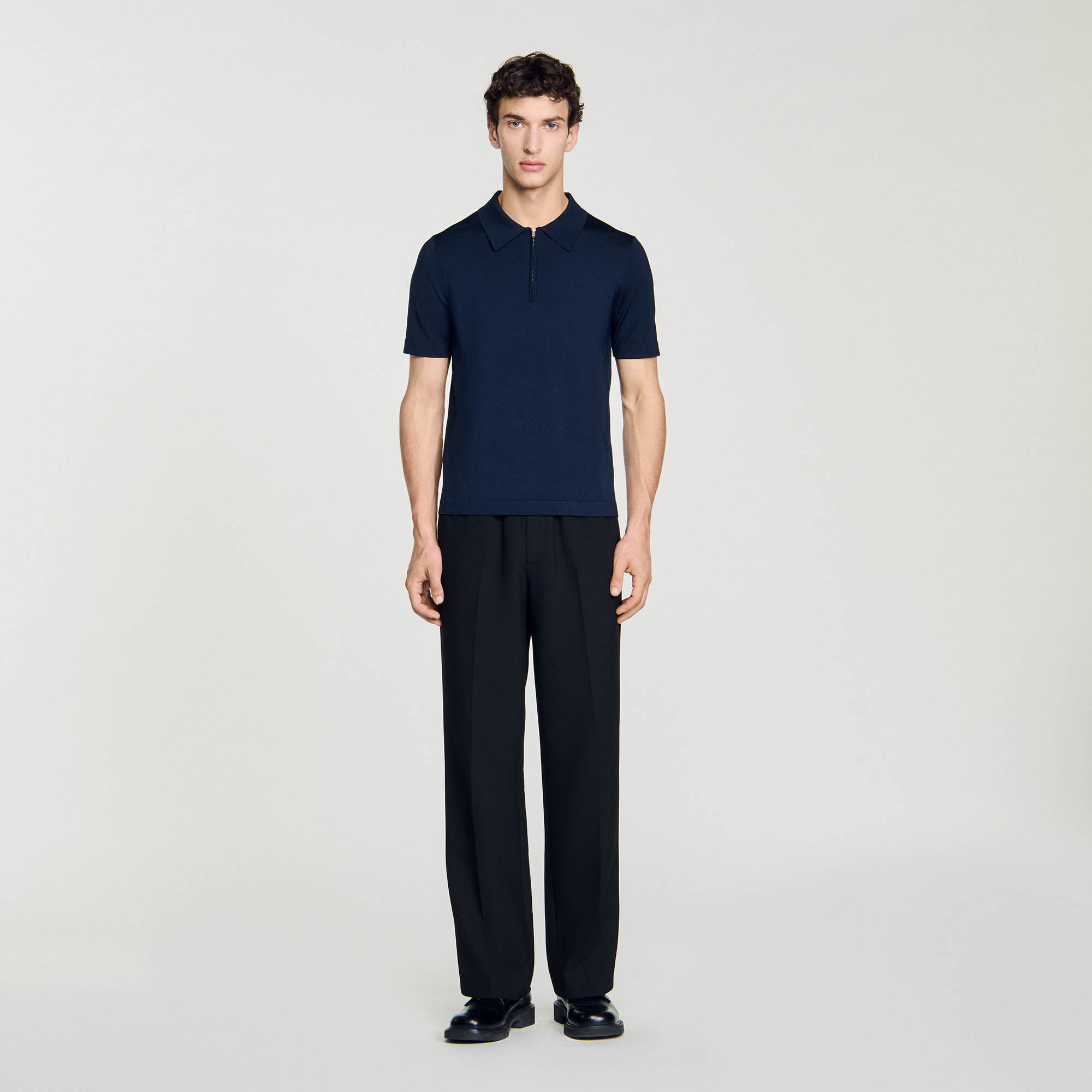 Poloshirt aus Strick mit Reißverschluss