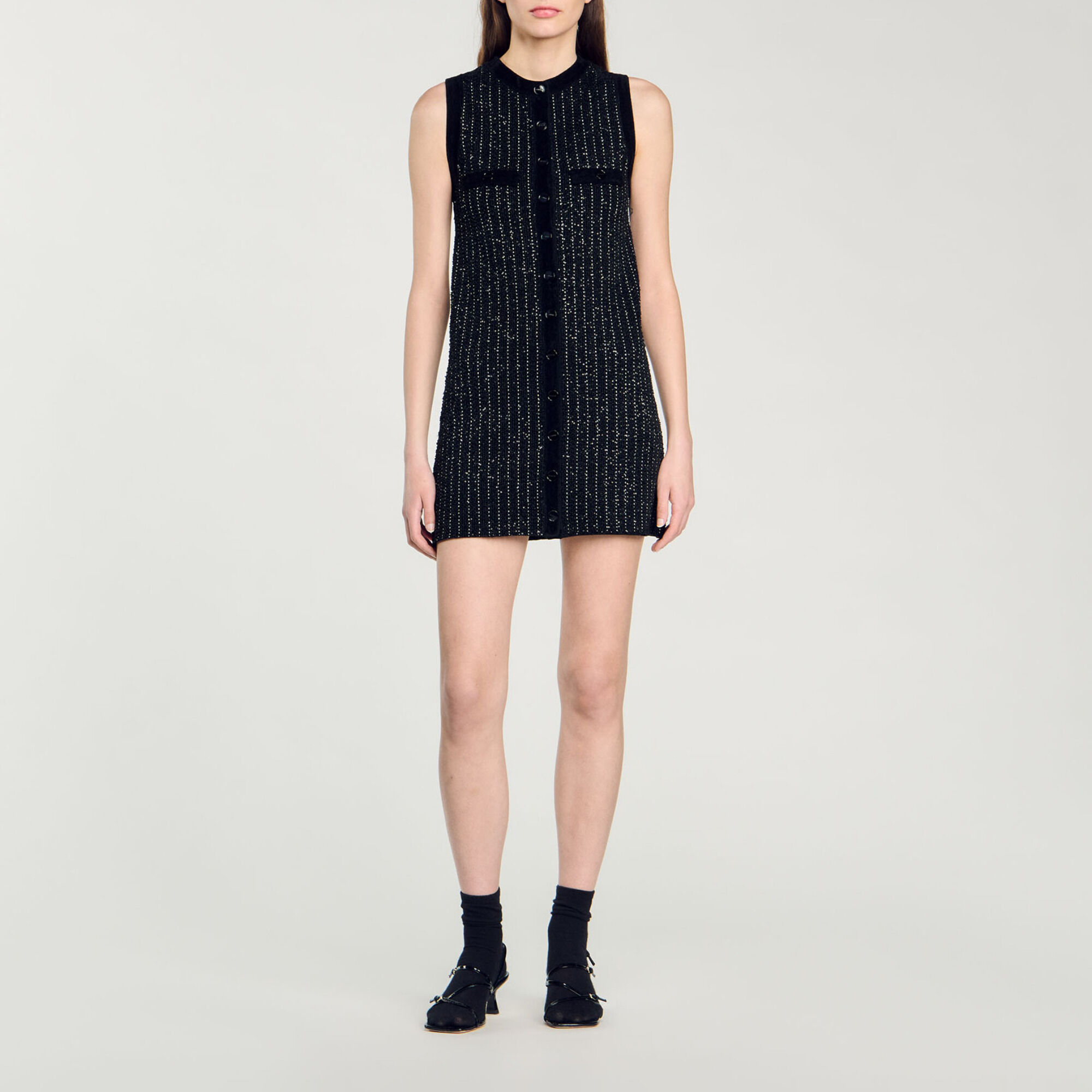 Kleid mit originellem Strickmuster - Damen | Sandro