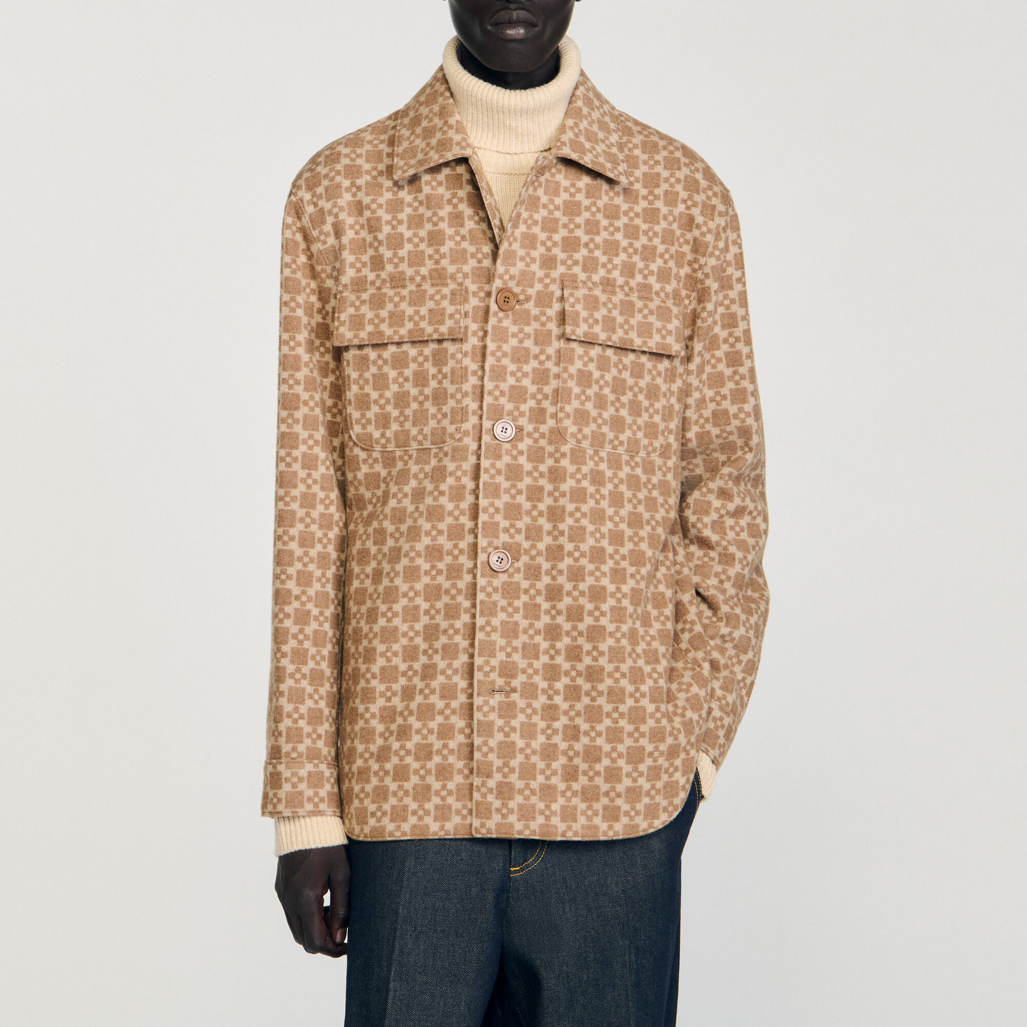 &Uuml;berhemd mit Jacquard Square Cross - Herren | Sandro