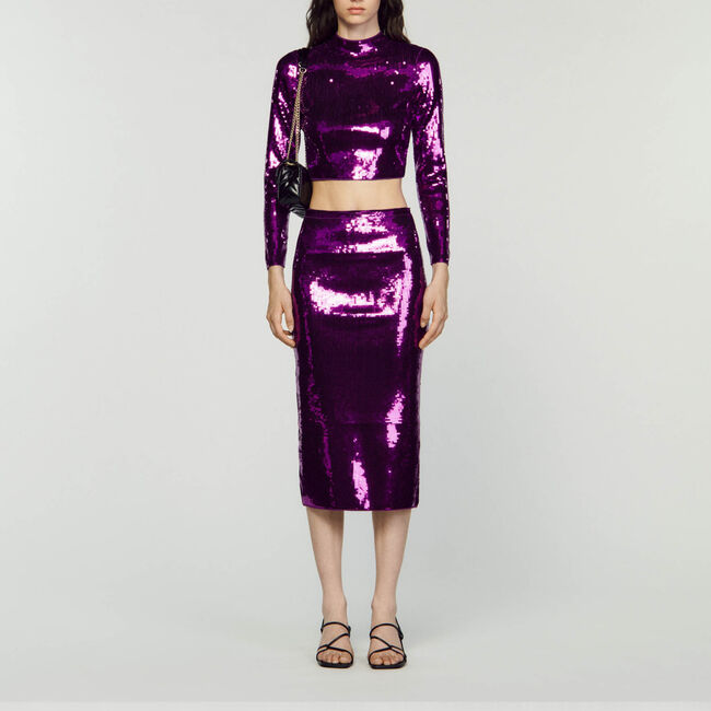 Kurzer Strickpullover mit Pailletten