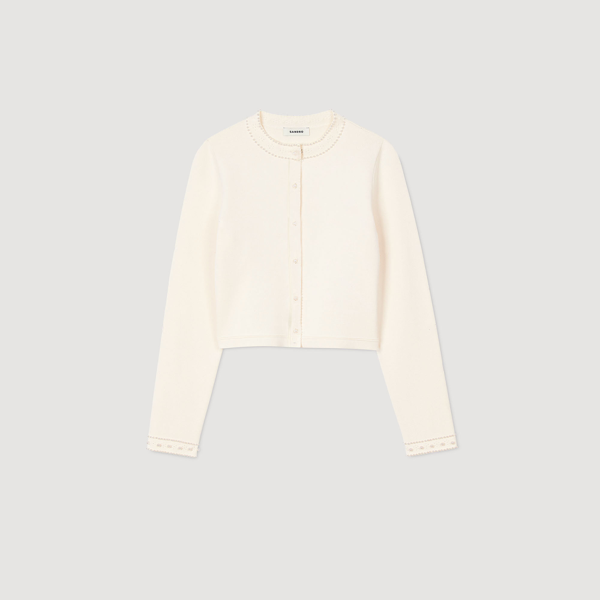 Kurzer Cardigan mit Perlen
