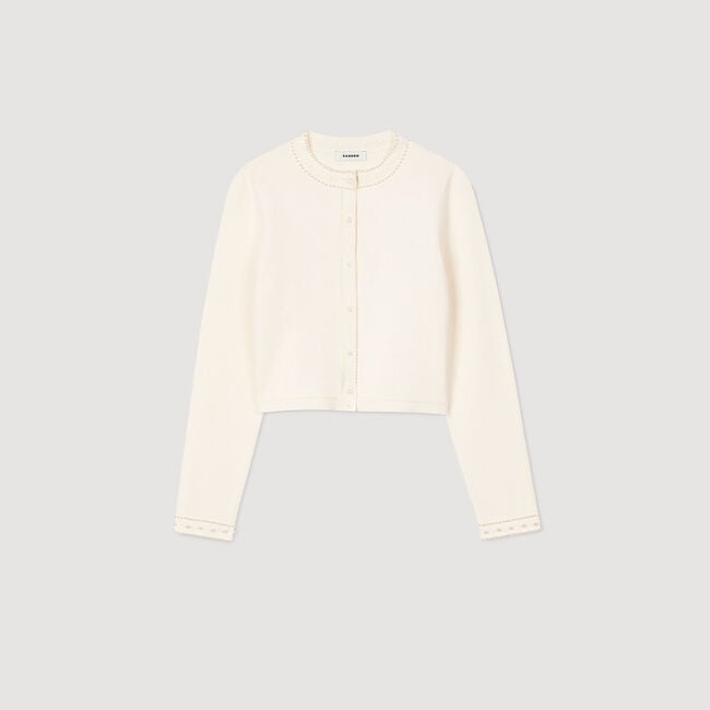 Kurzer Cardigan mit Perlen