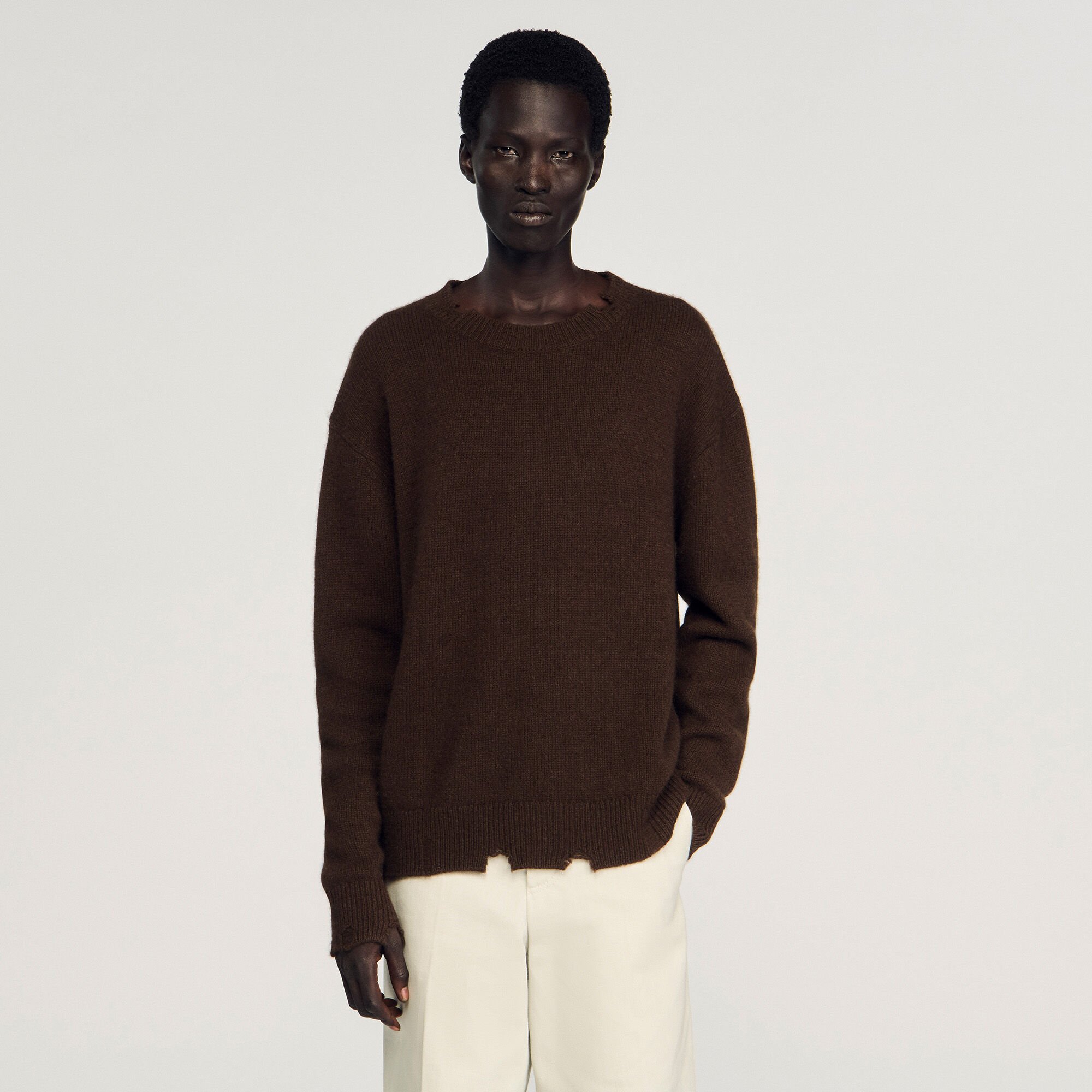 Wollpullover im Destroyed-Look