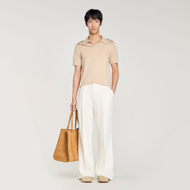 Kurzarm-Poloshirt mit V-Ausschnitt