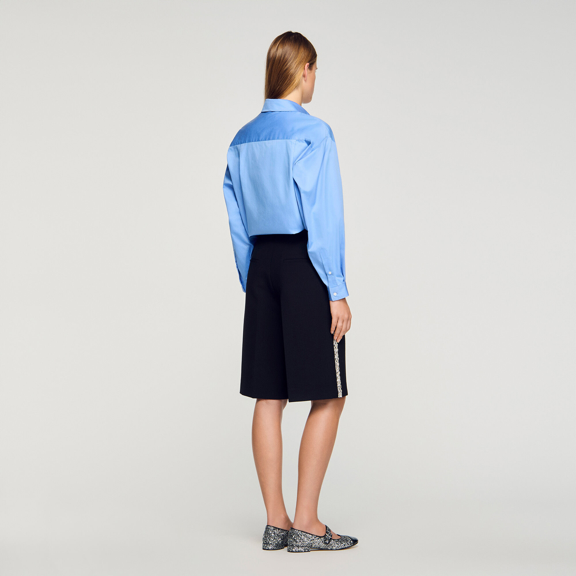 Gerade Bermudashorts mit Strassband
