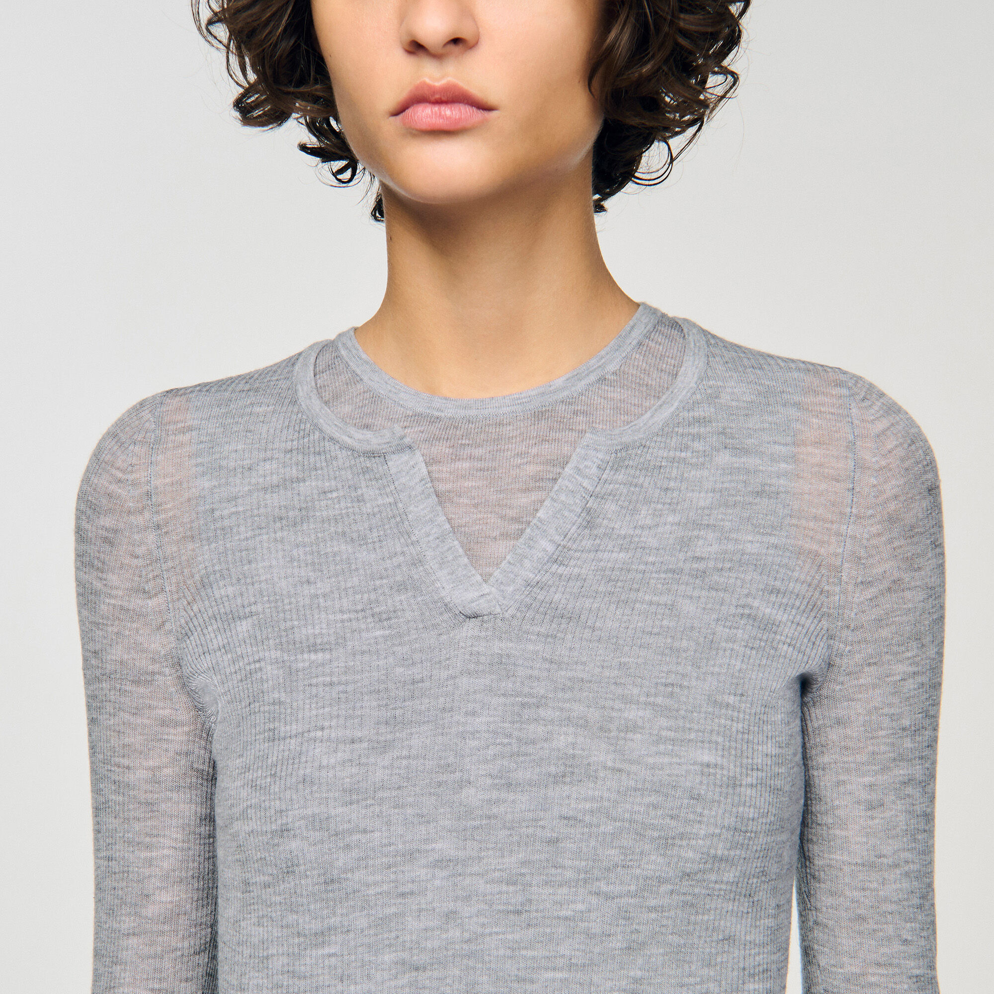 Wollpullover mit Trompe-l'œil-Effekt