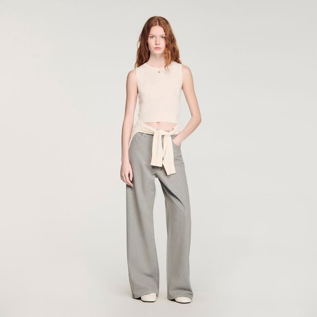 Kurzer Strickpullover ohne &Auml;rmel