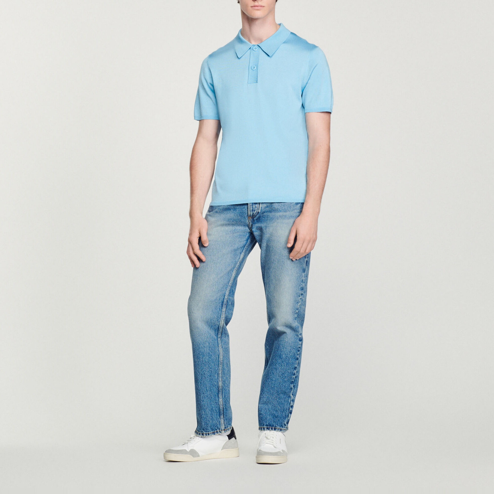 Strick-Poloshirt mit kurzen Ärmeln