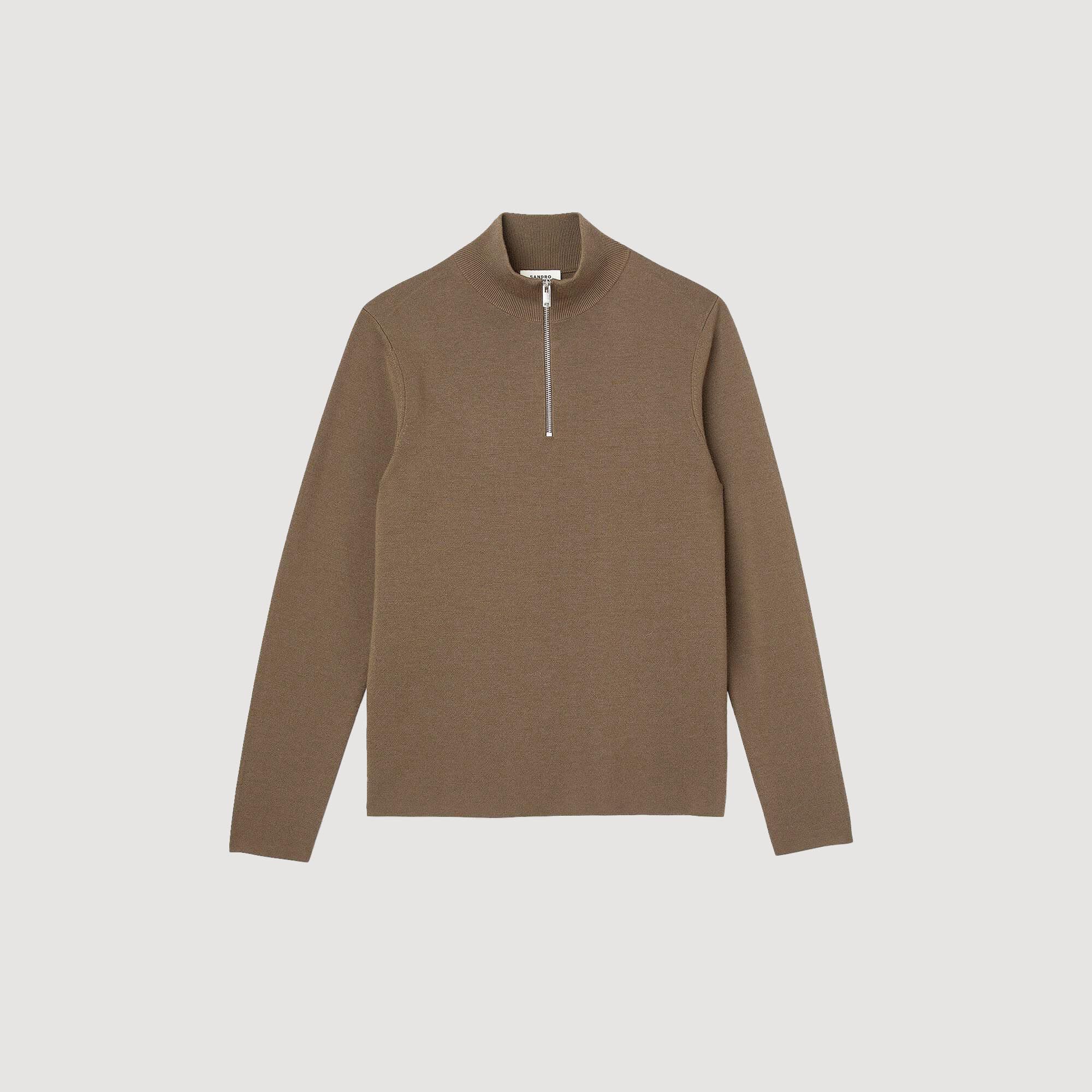 Wollpullover mit Reißverschlusskragen