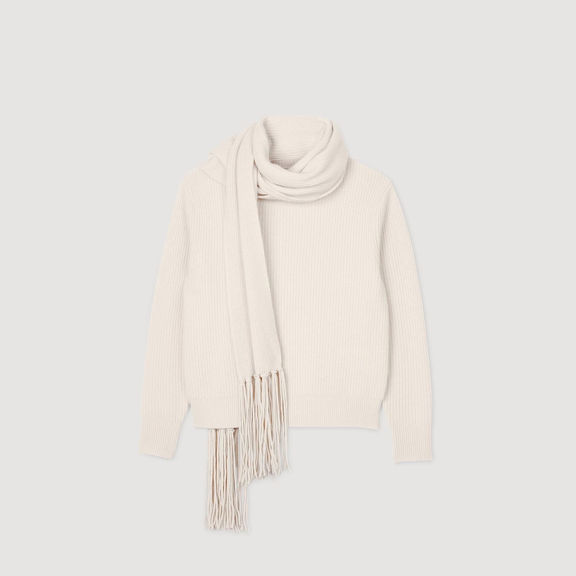 Strickpullover mit integriertem Schal