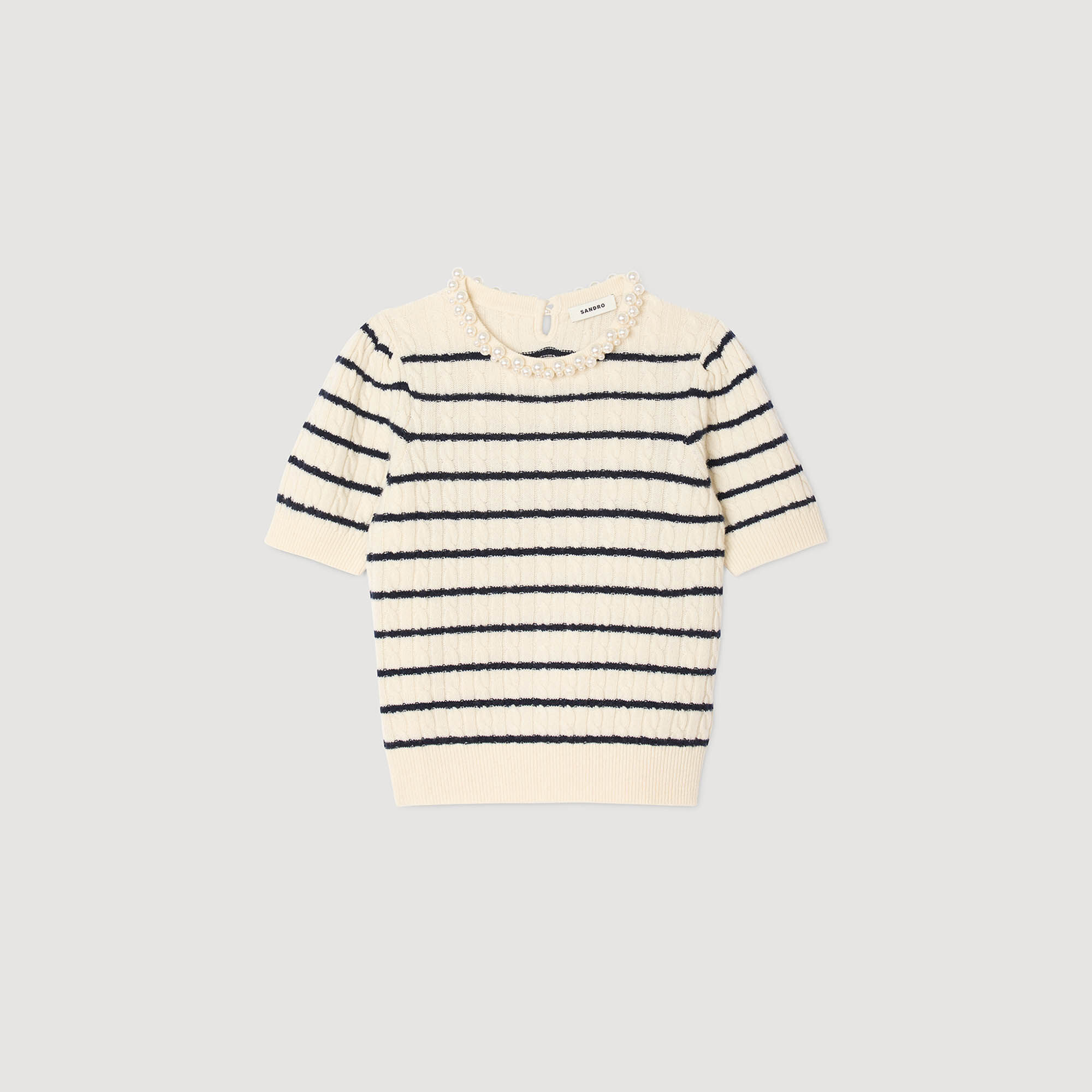 Pullover mit Streifen und Perlen
