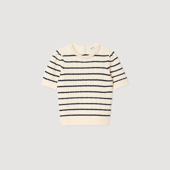 Pullover mit Streifen und Perlen