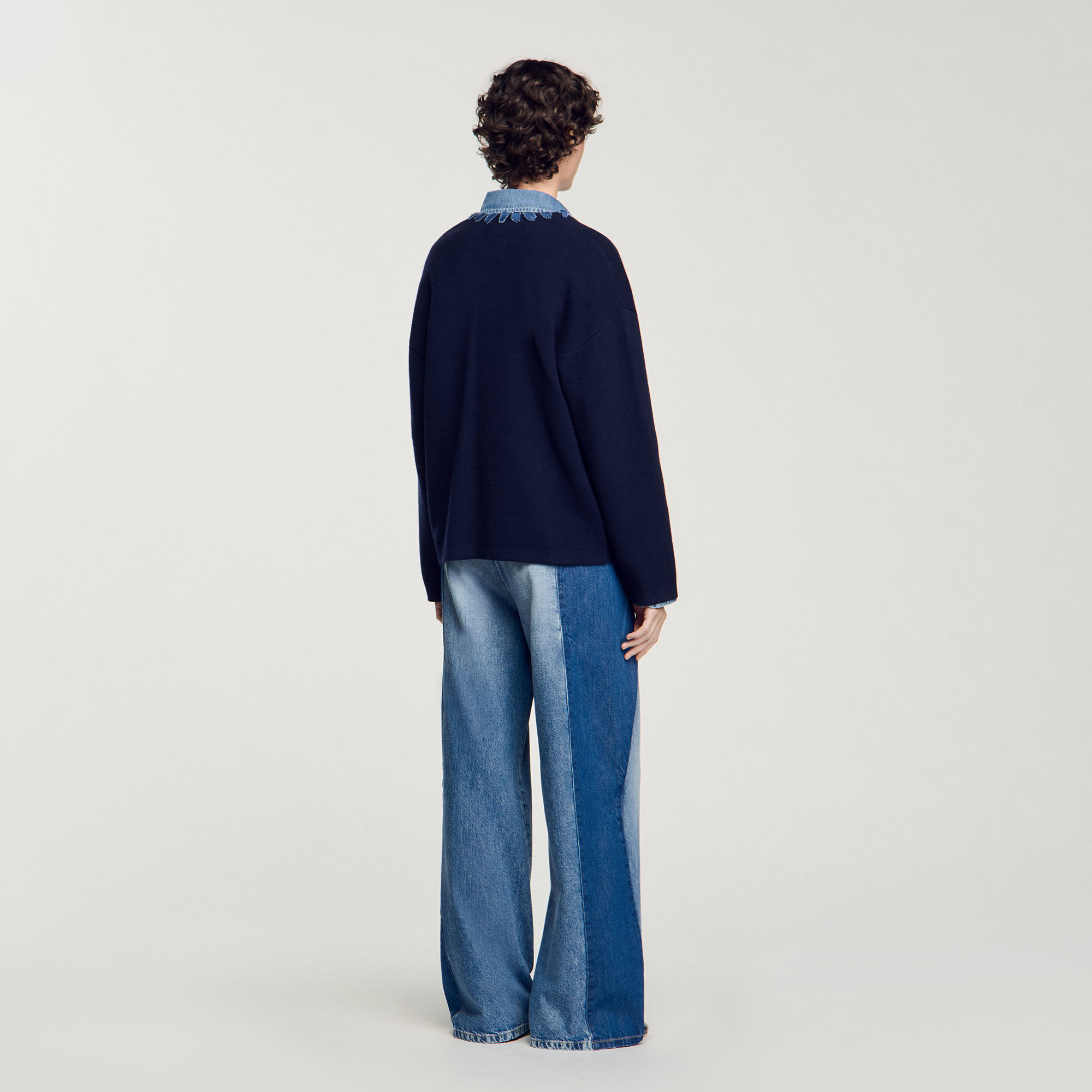 Cardigan mit Denim-Details
