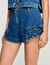 Shorts aus Denim mit Volants
