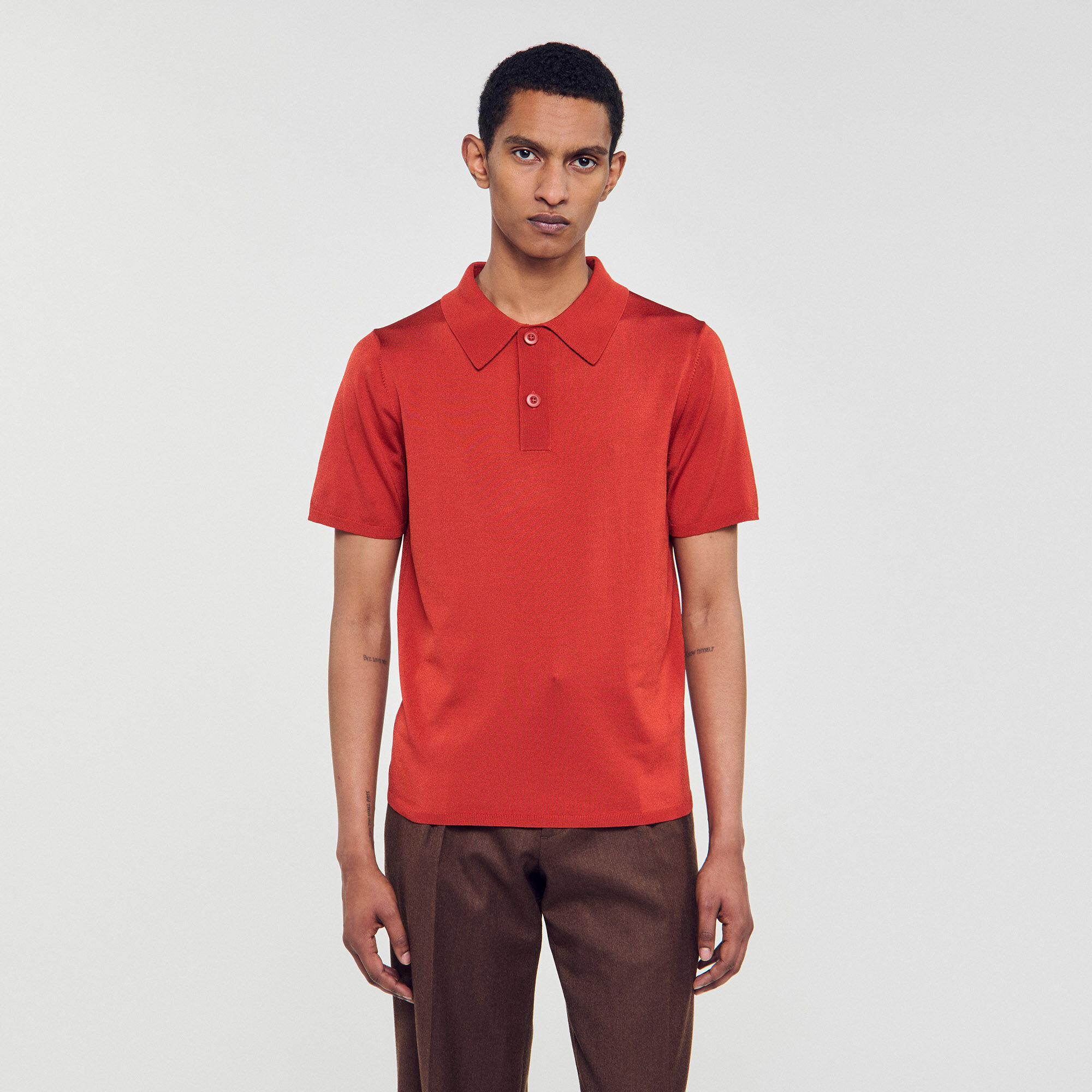 Strick-Poloshirt mit kurzen Ärmeln