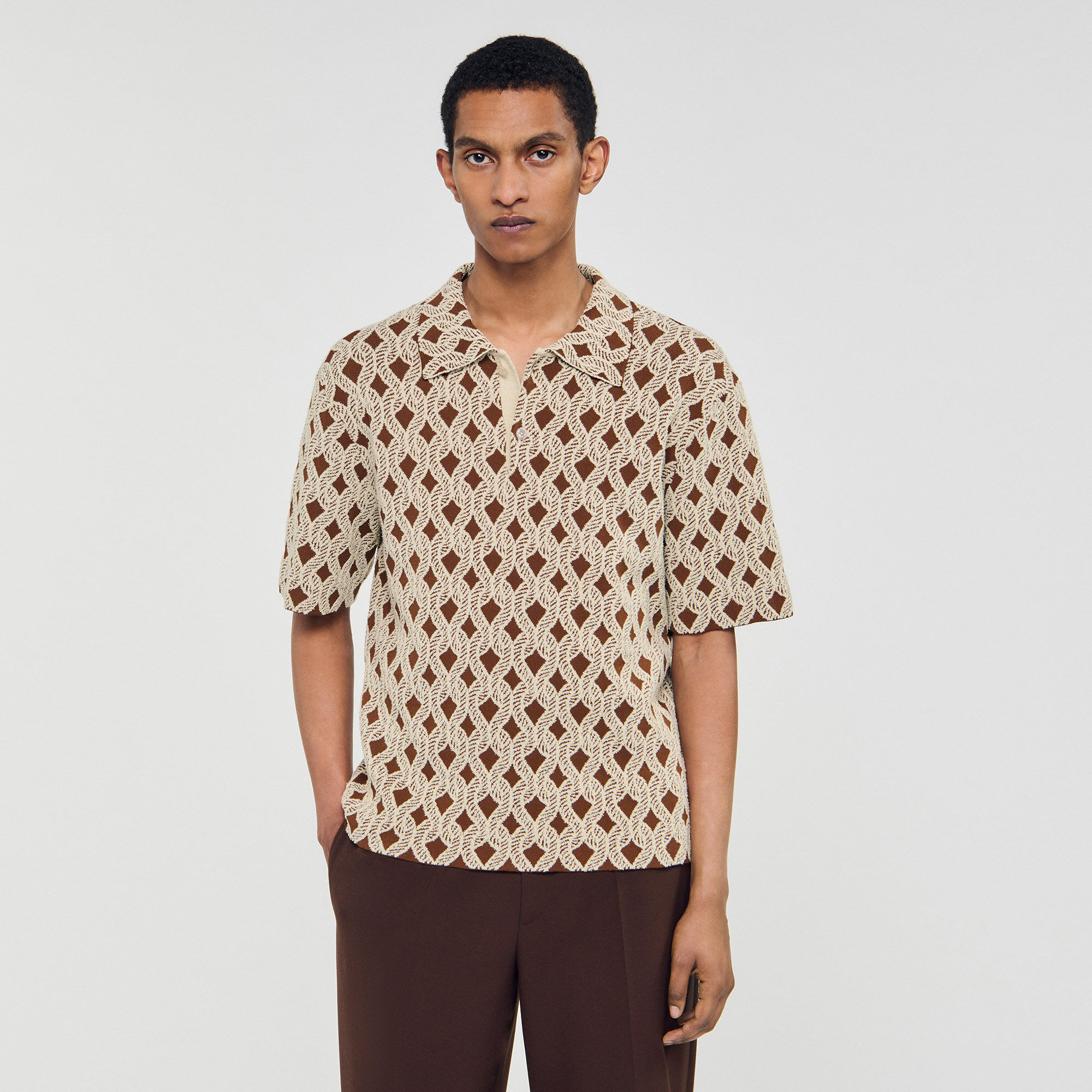 Cardiganhemd mit Seil-Jacquard