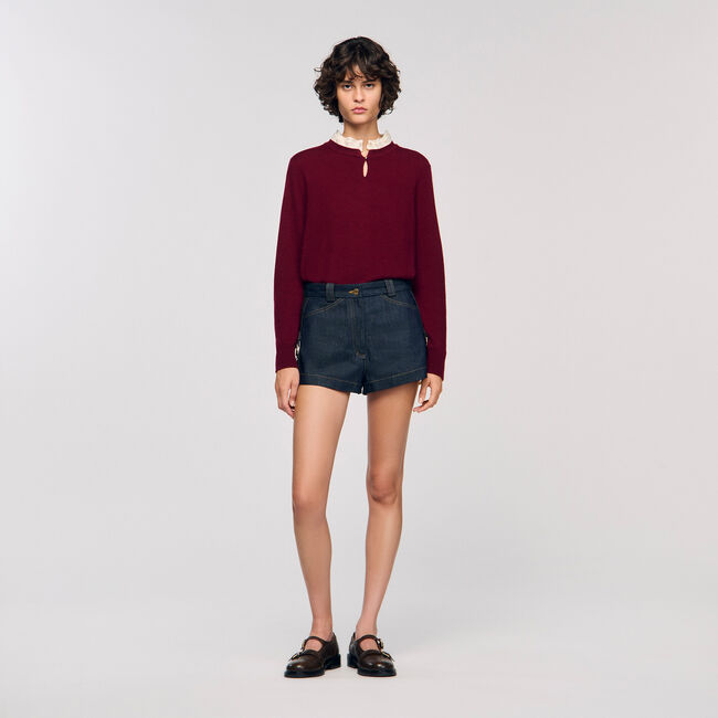 Pullover mit Rüschenkragen